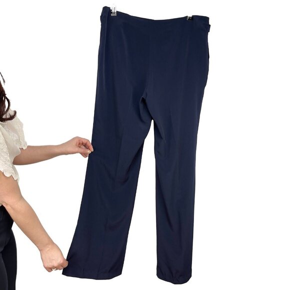 OU EMPEREUR OU RIEN Flowy Designer Curvy Hips Navy Blue Flared Trouser 11 / L‎ - Picture 5 of 8